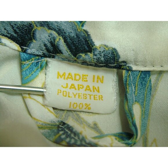 Vtg Made in Japan Blue Green Floral Open Kimono Robe Polyester Asian Gown One Sz - Picture 5 of 12